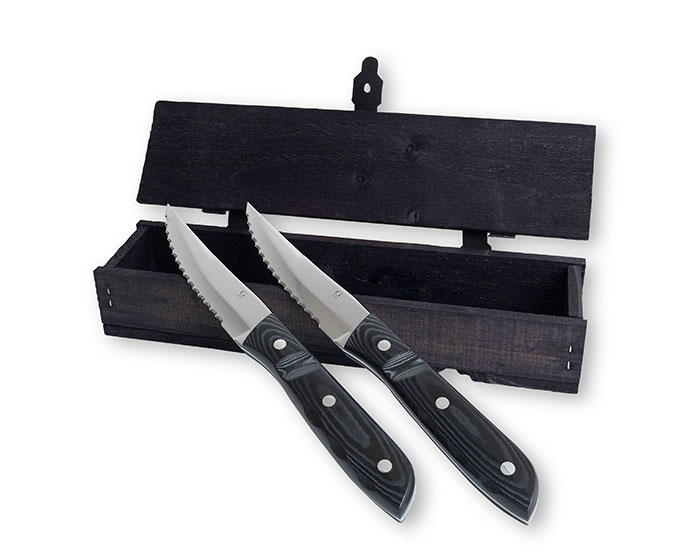 Gense Old Farmer Micarta Grillkniv XL 2-Pack Svart/Stål