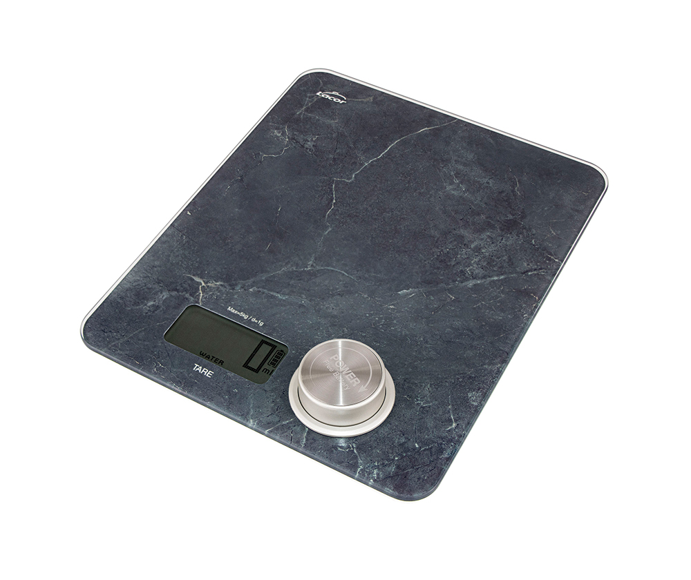 Lacor Köksvåg Batterilös Svart Marmoreffekt