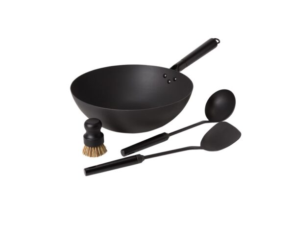 Satake Wok Set Kolstål 2,5mm m. Redskap