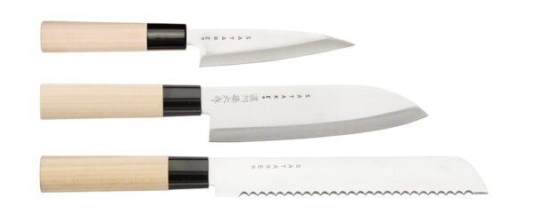 Satake Houcho Knivset 3 Delar Santoku, Petty, Bröd